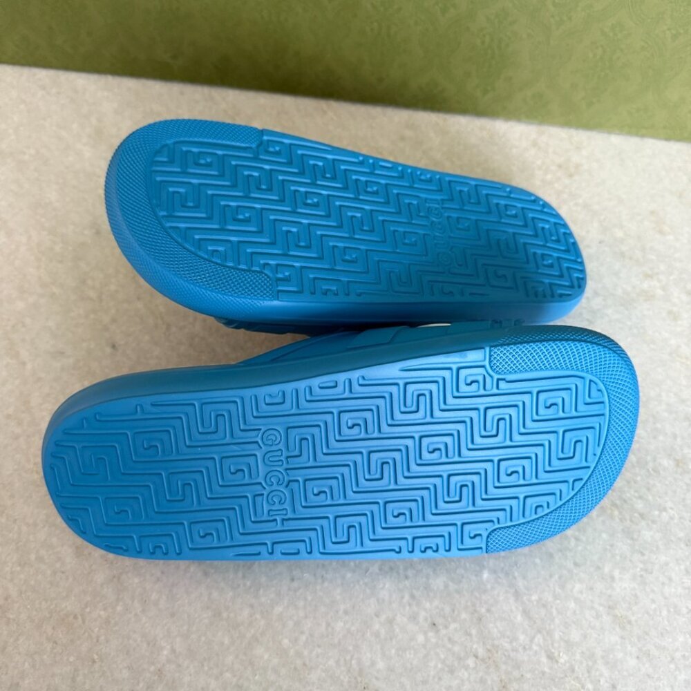 GUCCI 780296 Blue Rubber Men's GG Sandals, sz Gucci 7 - Picture 6 of 11